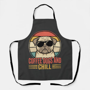 Tablier Chiens de café et Pug Rétro Chill