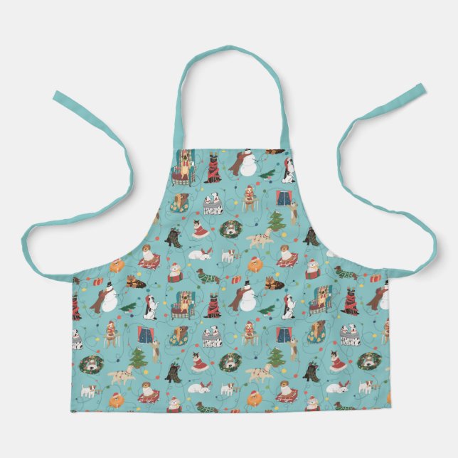 Tablier Chiens de Fêtes en Motif de pulls de Noël (Recto)