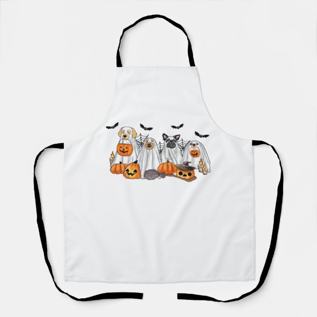 Tablier Chiens en costumes fantômes Halloween T-shirt clas (Recto)
