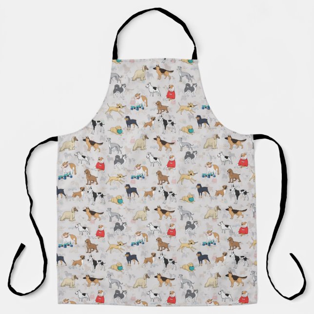 Tablier Chiens mignons Design Motif Blanc (Recto)