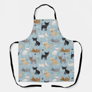 Tablier Chihuahua Bones and Paws Blue Apron