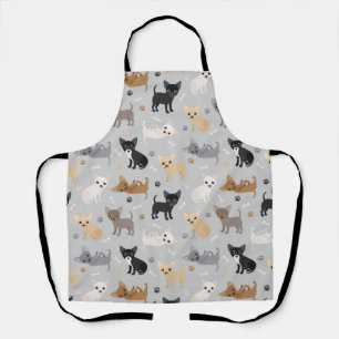 Tablier Chihuahua Bones and Paws Gray Apron