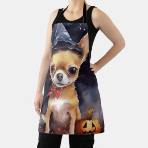 Tablier Chihuahua Halloween avec citrouilles effrayant