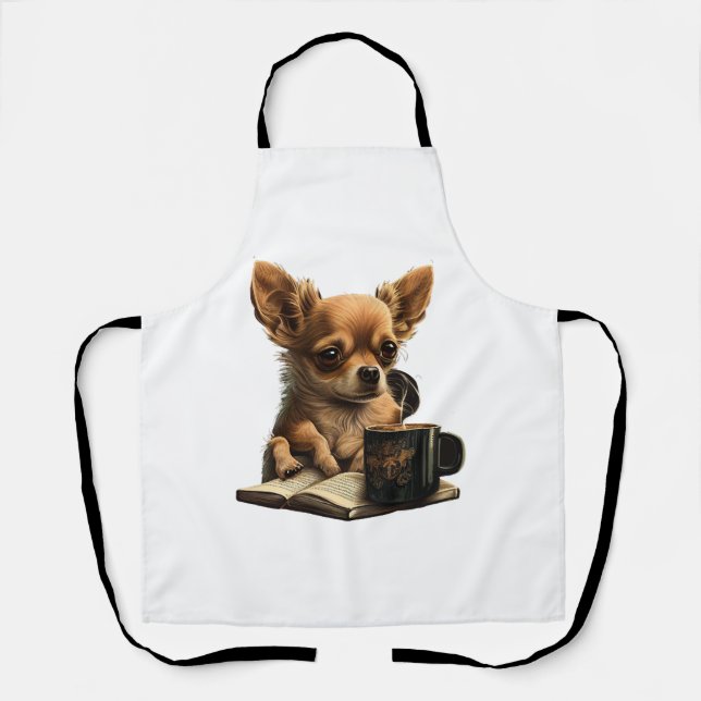 Tablier Chihuahua Livre Café Lecture Thé (Recto)