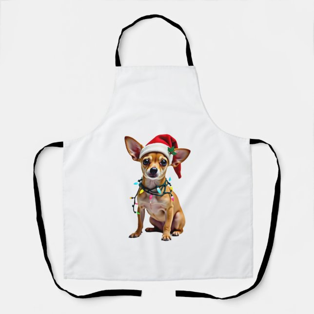 Tablier Chihuahua Noël Santa Pull de Noël Amoureux des Chi (Recto)