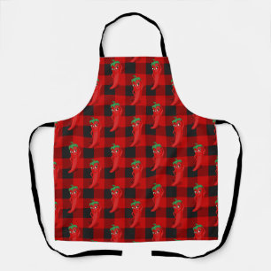 Tablier Chili Pepper Buffalo Plaid Motif noir et rouge
