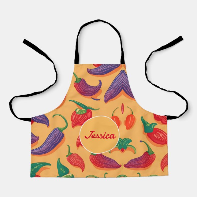 Tablier Chili pepper Pastel Colorful Motif personnalisé (Recto)