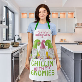 Tablier Chillin Avec Mes Gnomies Gnome Humour Personnalisé