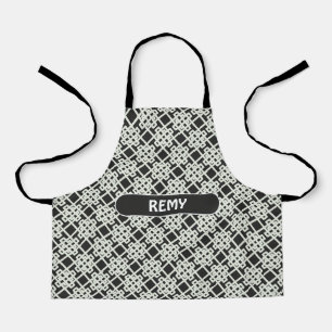 Tablier Chinois gris blanc Motif minimal