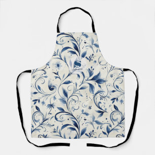 Tablier Chinoiserie Aquarelle Bleue Vigne & Fleur