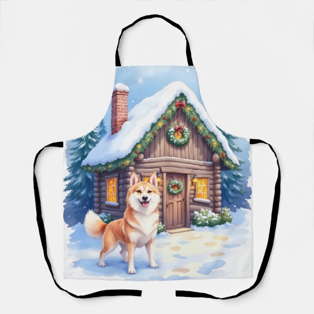 Tablier Chinook Cabane en Bois Rustique Art de Noël (Recto)