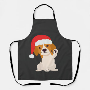 Tablier Chiot Beagle avec le chapeau du Père Noël pour les