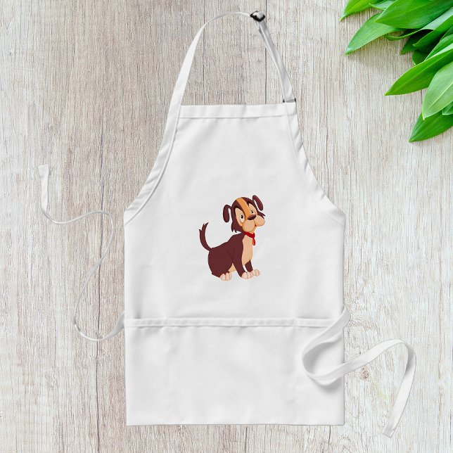 Tablier Chiot Brun Assis Chien Doux Heureux (Créateur téléchargé)