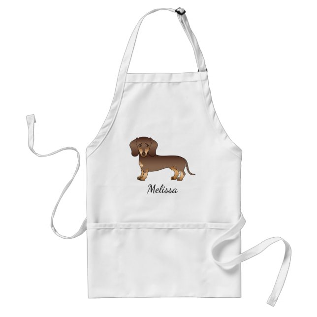 Tablier Chocolate And Tan Short Hair Dachshund & Name (Devant)