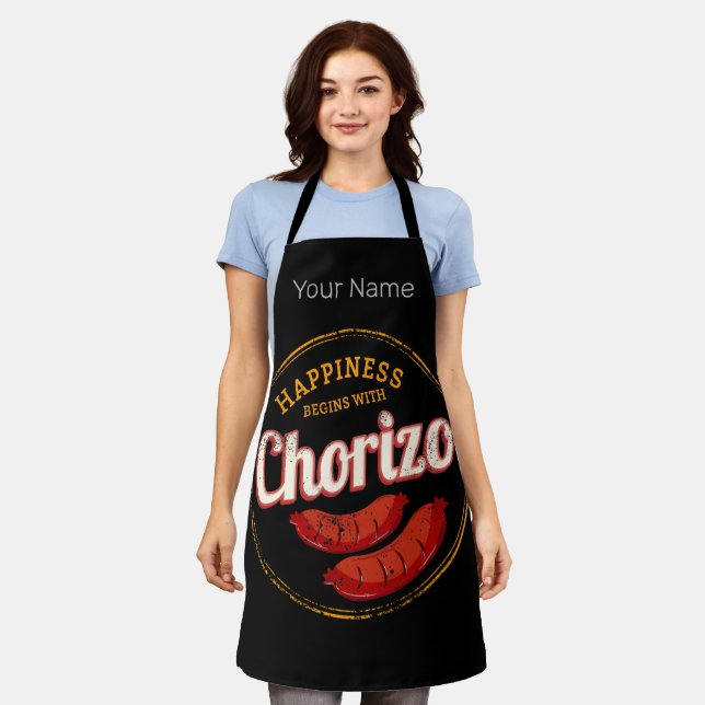 Tablier Chorizo Retro Saucisson Vintage barbecue gastronom (Porté)