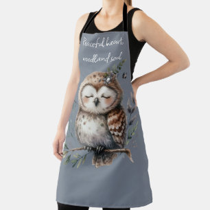 Tablier Chouette à l'aquarelle mignonne avec style boisé f