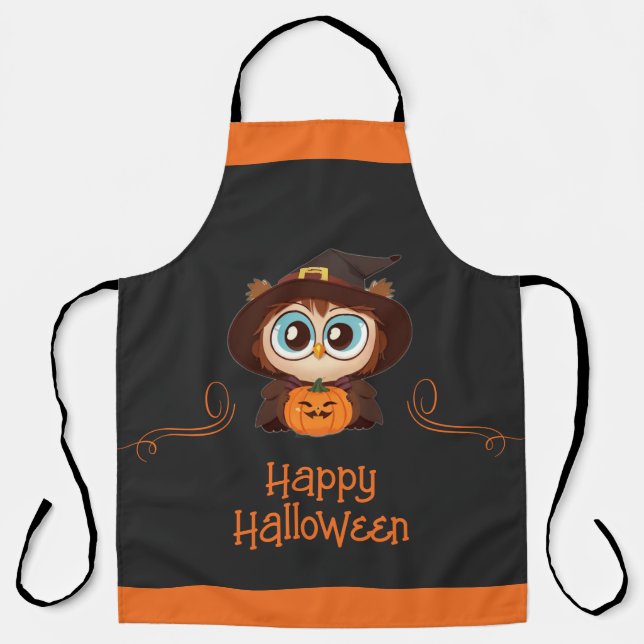 Tablier Chouette/Automne/Automne/Halloween/citrouille (Recto)