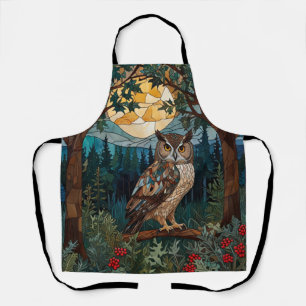 Tablier Chouette boho élégant tache de verre forêt boisée