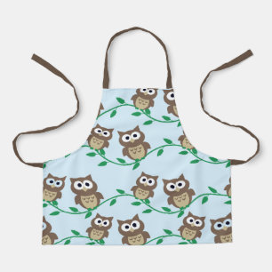 Tablier Chouette Brown sur Branches Bleu