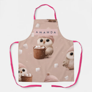 Tablier Chouette d'hiver mignonne personnalisée avec motif