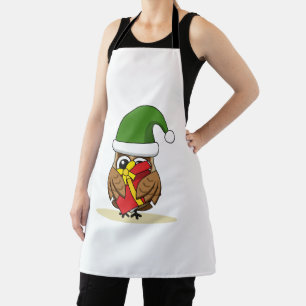 Tablier Chouette elfe de Noël avec présent