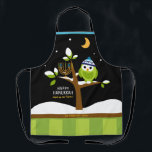 Tablier Chouette Hanoukka et Menorah Snowy Tree Nuit<br><div class="desc">Cette chouette chouette Hanoukka colorée et Menorah dans un arbre neigeux la nuit étoilée est totalement amusante ! Le style Dessin coloré ravira petits et grands. Apron est conçu pour faire sourire les gens. Inclut les mots "Allumez la nuit" et l'espace pour votre nom. Tout le texte peut être facilement...</div>