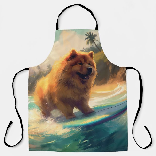 Tablier Chow Chow Beach Plage Surf Peinture (Recto)