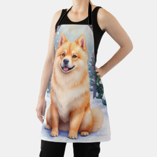Tablier Chow Chow Cour de pierre enneigé Noël Art