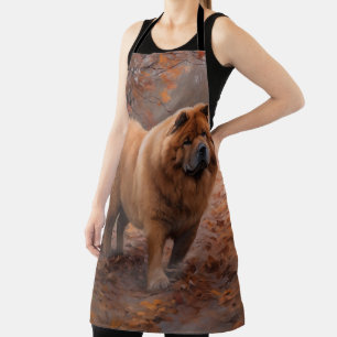 Tablier Chow Chow dans les feuilles d'automne tombent insp