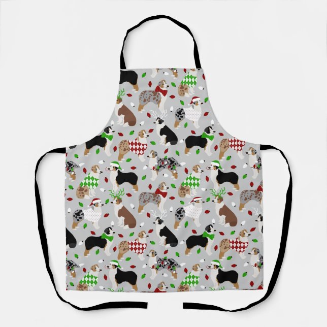 Tablier Christmas Australian Shepherd Apron (Recto)
