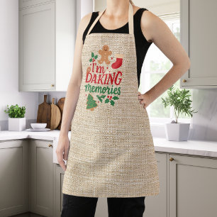 Tablier Christmas Baking Souvenirs burlap beige