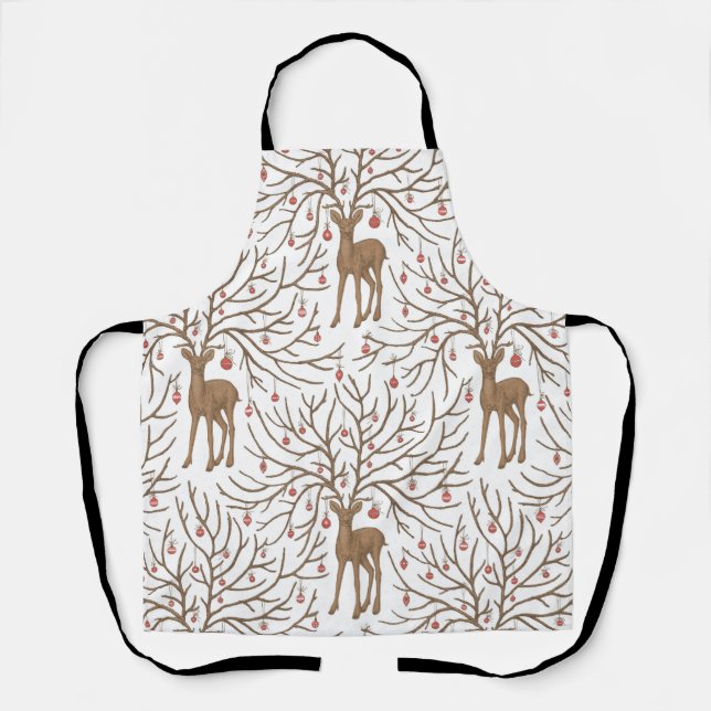Tablier Christmas deer on white (Recto)