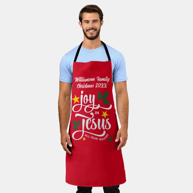 Tablier Christmas Family JOY IN JESUS Custom Christian  (Porté)