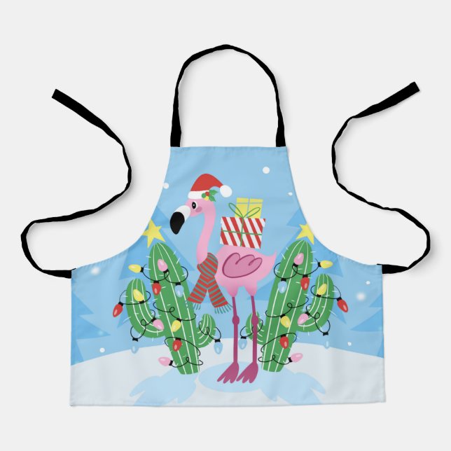 Tablier Christmas Flamingo with Cactus (Recto)