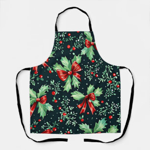 Tablier Christmas Holly Berry Motif