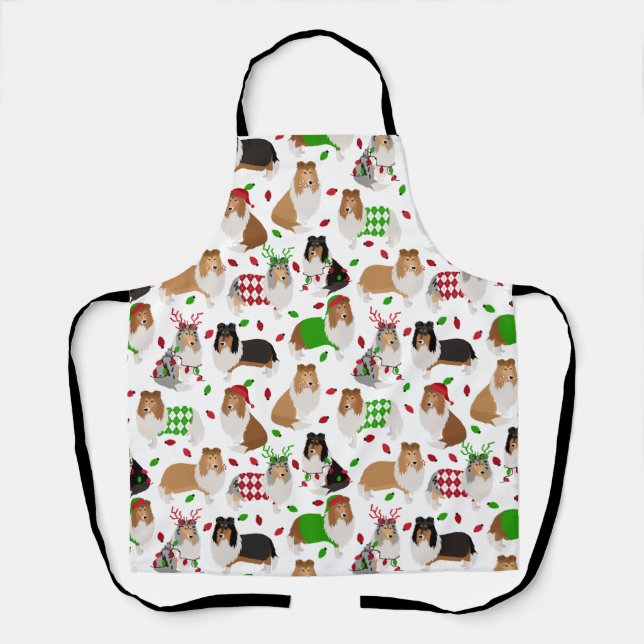 Tablier Christmas Rough Collie Apron (Recto)