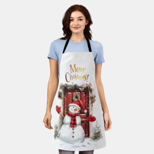 Tablier Christmas Snowman Gold Joyeux Noël Texte