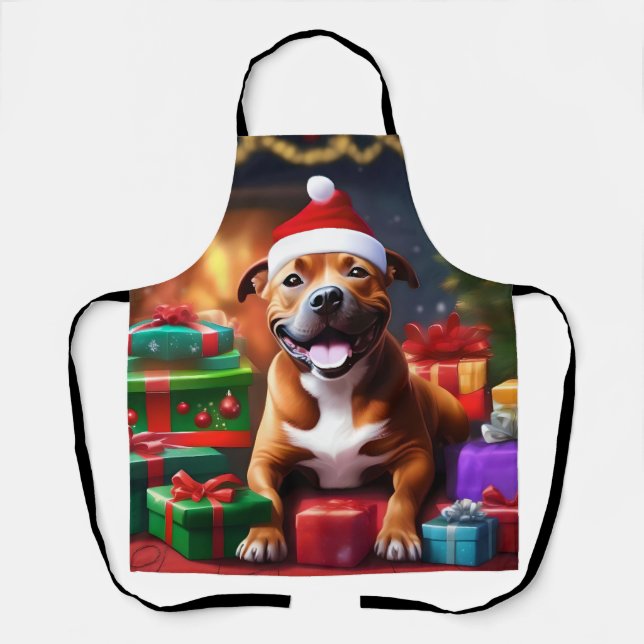 Tablier Christmas Staffordshire Bull Terrier (Recto)