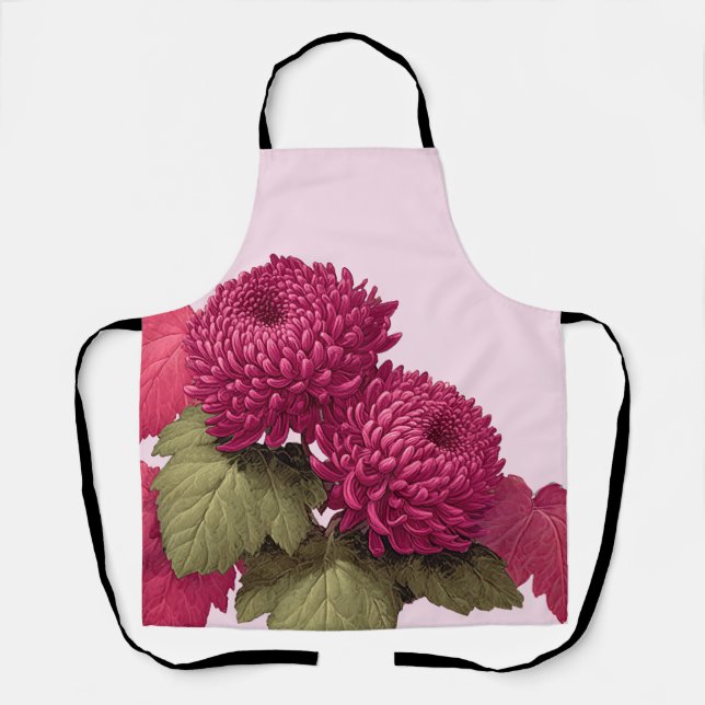 Tablier Chrysanthème Floral Magenta Vintage (Recto)