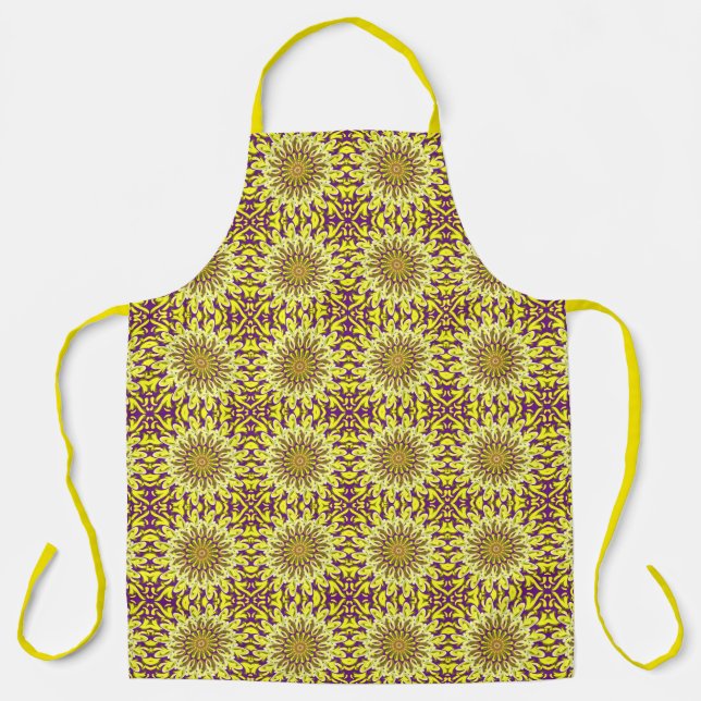 Tablier Chrysanthème jaune Floral Purple Motif (Recto)