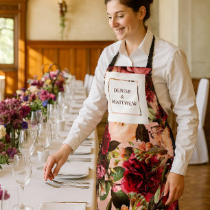 Tablier Chrysanthème romantique sur rose filandreux