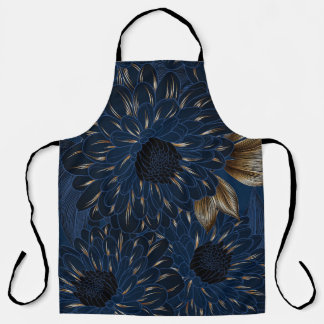 Tablier Chrysanthèmes dessinés à la main, motif floral élé