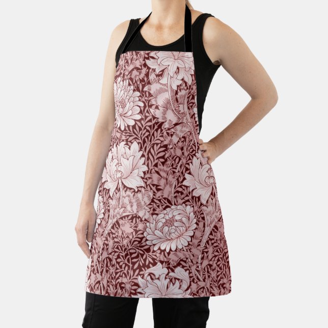 Tablier Chrysanthemum Maroon, William Morris (Insitu)