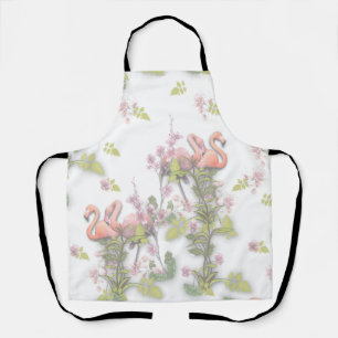 Tablier Ciel bleu nuageux et Flamant rose Répéter l'impres