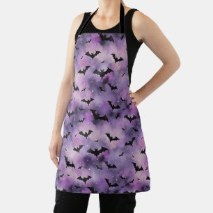 Tablier Ciel d'Halloween violet avec chauves-souris - Éffr