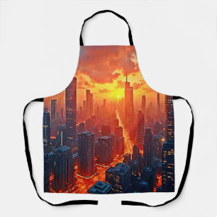 Tablier Ciel Doré : Art du Coucher de Soleil de la Ville R
