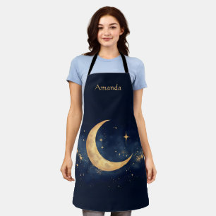 Tablier Ciel nocturne personnalisé avec croissant de lune