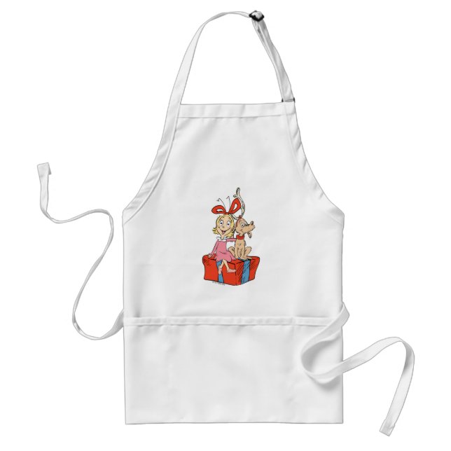 Tablier Cindy Lou Who et Max sur un cadeau (Devant)