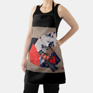 Tablier Cinq fans japonais, Hokusai, Ukiyoe