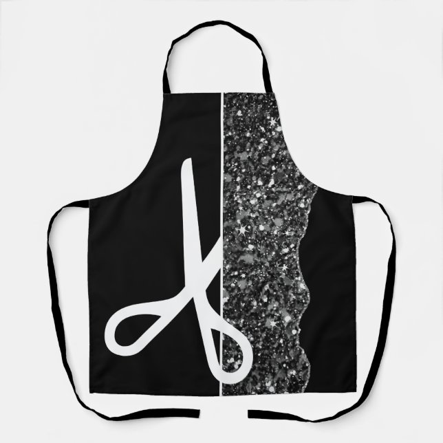 Tablier Ciseaux modernes Stylo cheveux noir (Recto)